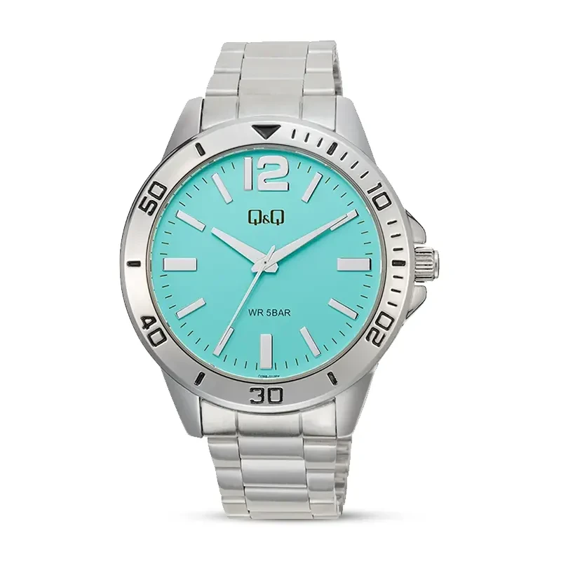 Q&Q Q28B-010PY Tiffany Blue Dial Silver-tone Men's Watch