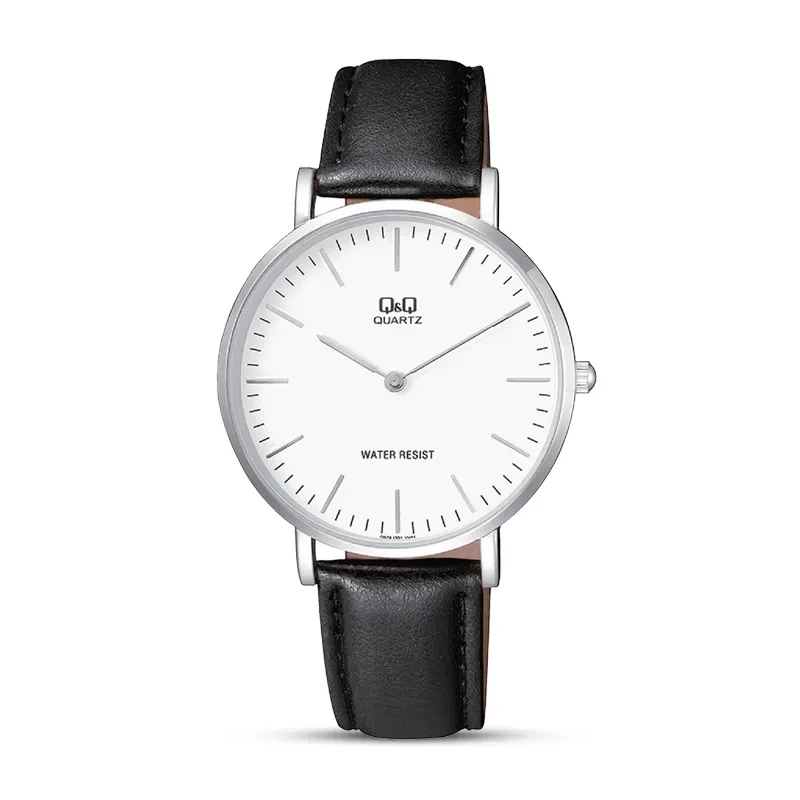 Q&Q Q974J301Y White Dial Leather Strap Men's Watch