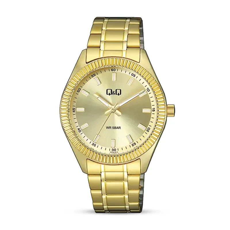 Q&Q QZ48J010Y Gold Dial Gold-tone Men's Watch