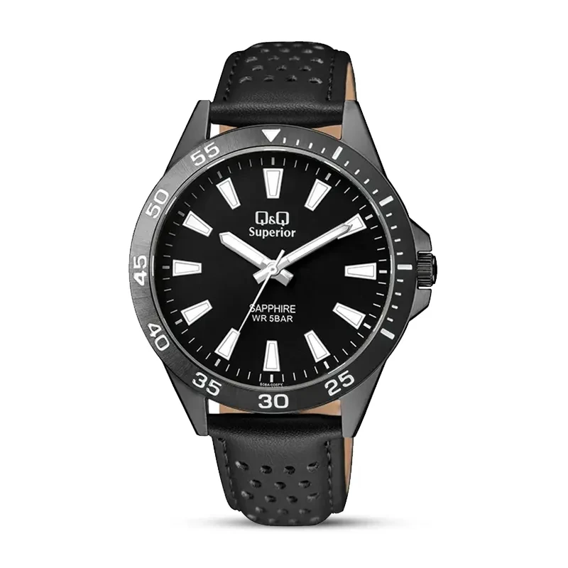Q&Q S08A-006PY Sapphire Crystal Black Men's Watch
