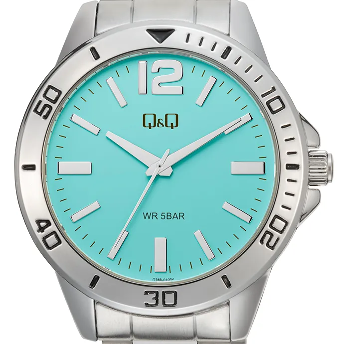 Q&Q Q28B-010PY Tiffany Blue Dial Silver-tone Men's Watch