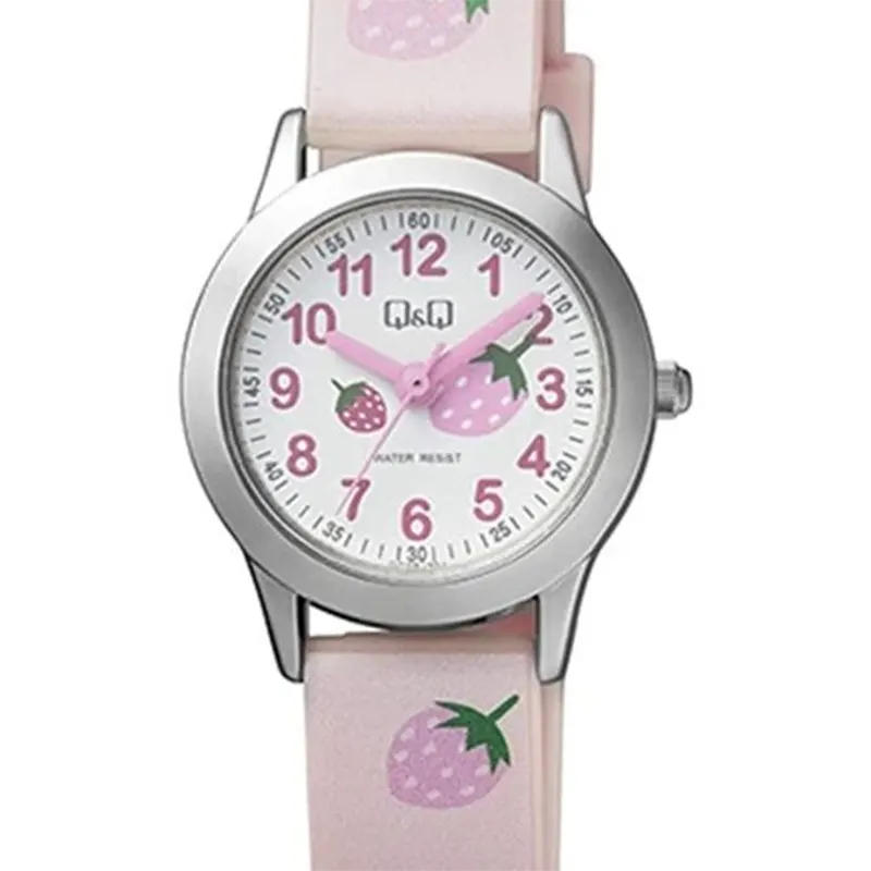 Q&Q QC29J304Y White Dial Resin Pink Strap Watch