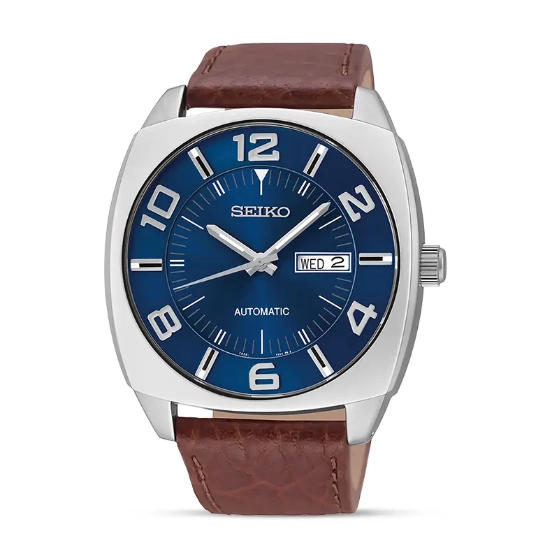 Seiko Recraft Automatic Blue Dial Brown Leather Watch | SNKN37