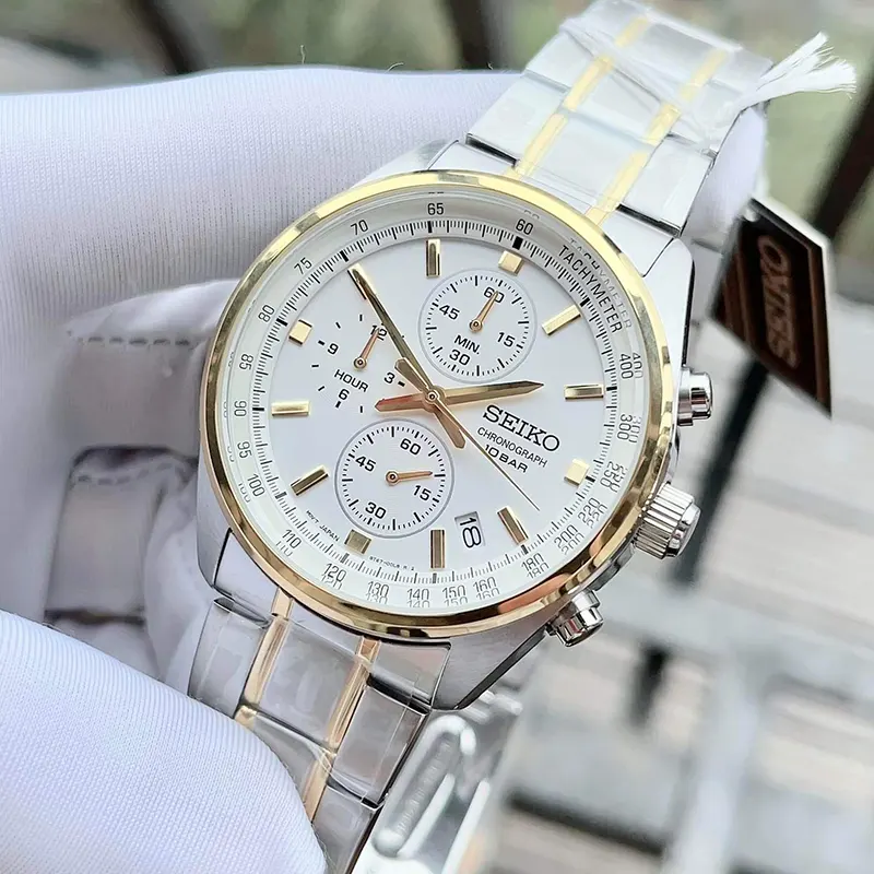 Seiko Conceptual Chronograph Silver Dial Two-Tone Men’s Watch | SSB380P1