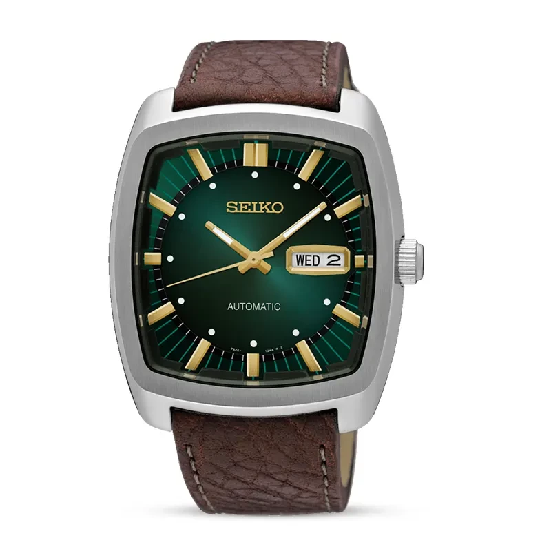 Seiko Recraft Automatic Green Dial Brown Leather Men's Watch | SNKP27