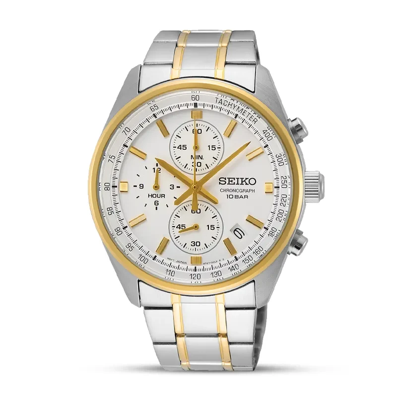 Seiko Conceptual Chronograph Silver Dial Two-Tone Men’s Watch | SSB380P1