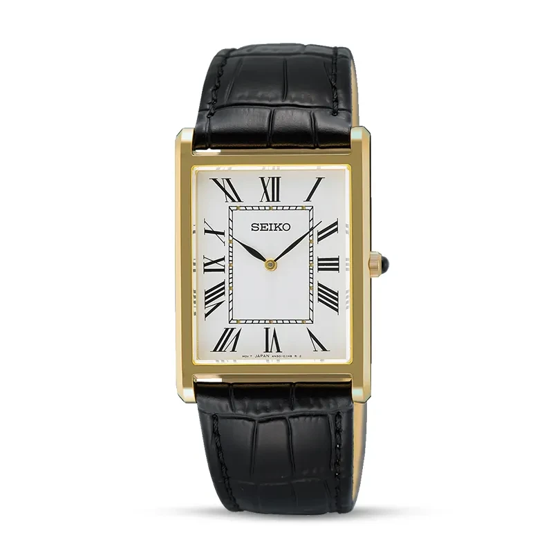 Seiko Conceptual White Dial Black Leather Men's Watch | SWR104P1