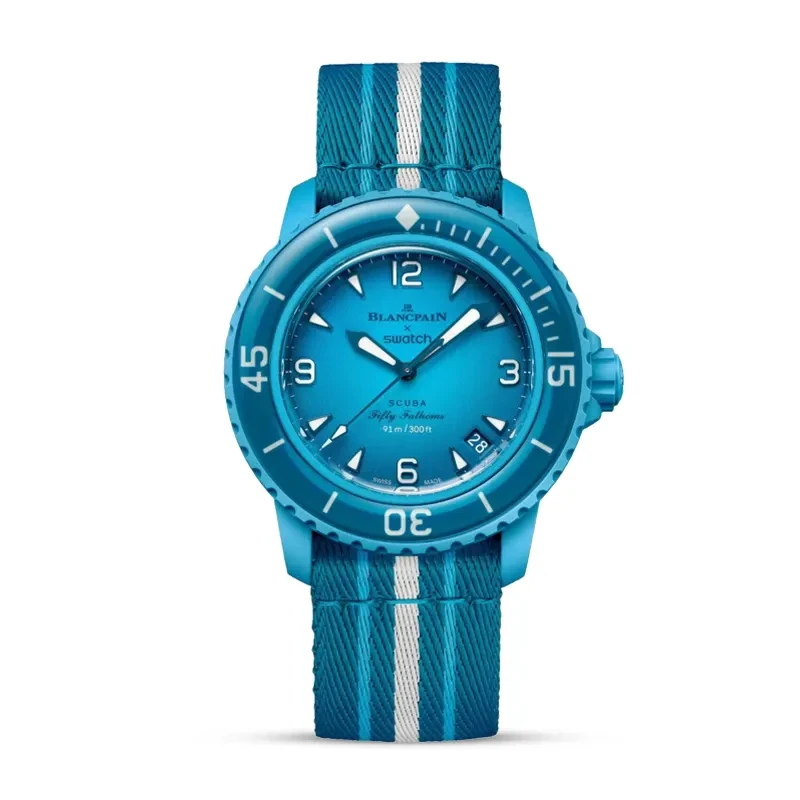 Blancpain X Swatch Fifty Fathoms Blue Lagoon Automatic Men's Watch | S035L400