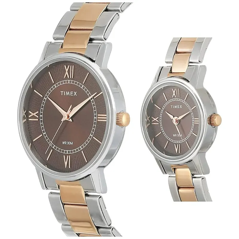 Timex Classics Brown Dial Two-tone Couple Watch | TW00PR214