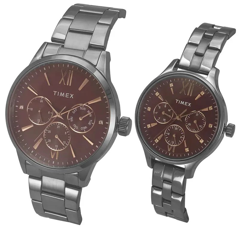 Timex Multi-Function Burgundy Dial Couple Watch | TW00PR314