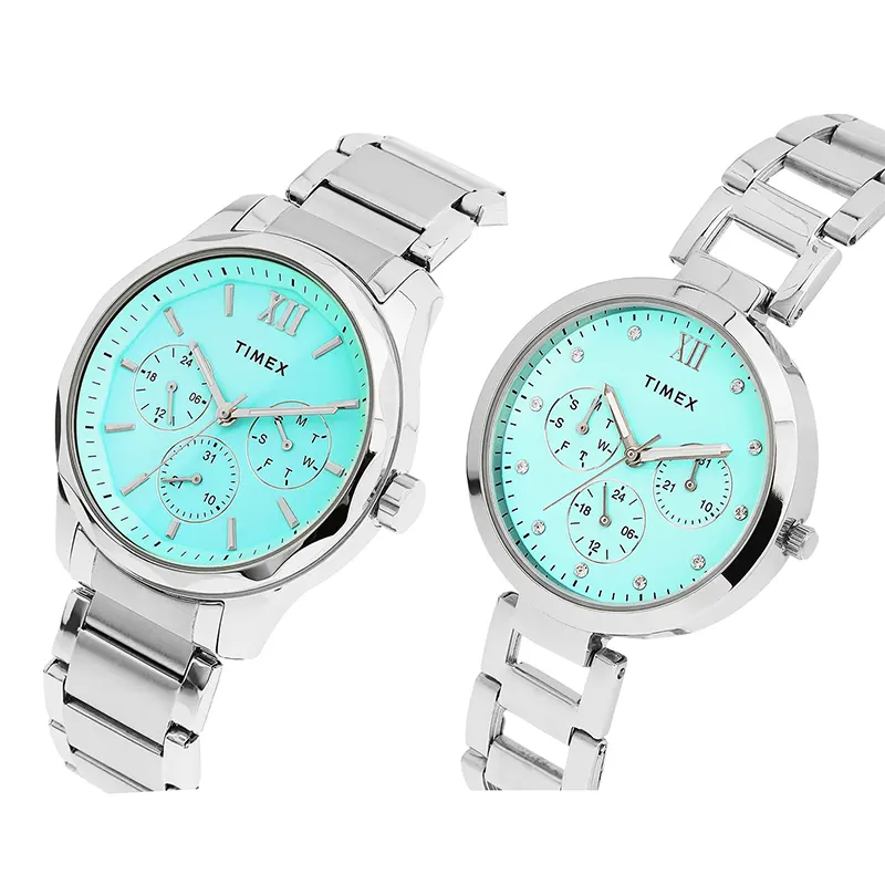 Timex Multi-Function Tiffany Blue Dial Couple Watch | TW00PR326