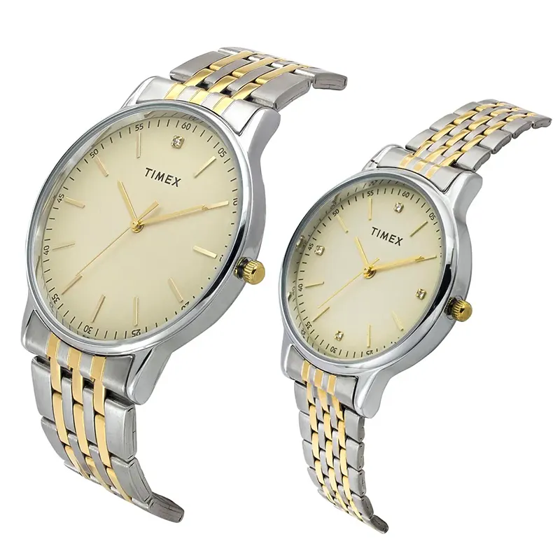Timex Classic Tan Dial Two-Tone Couple Watch | TW00PR329
