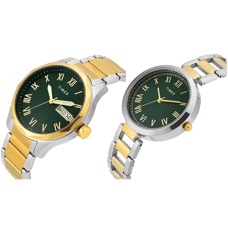 Timex Classic Green Dial Two-Tone Couple Watch | TW00PR340