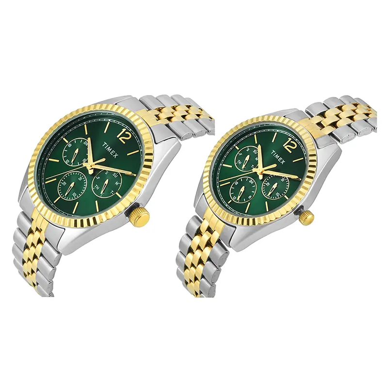 Timex Trendline Green Dial Two-Tone Couple Watch | TW00PR347