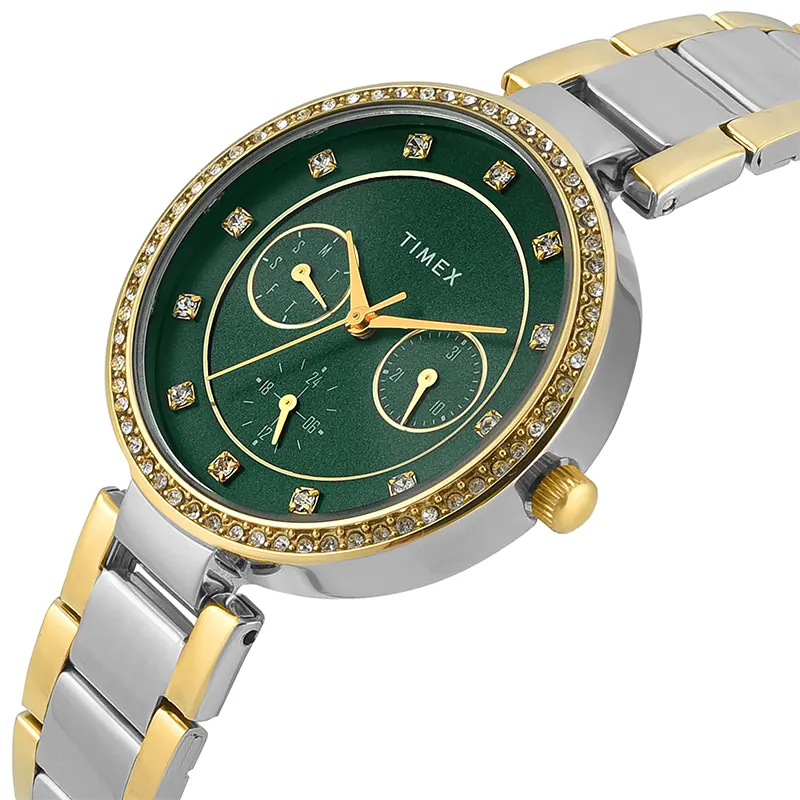Timex® Trendline Green Dial Two-Tone Ladies Watch | TWEL18710