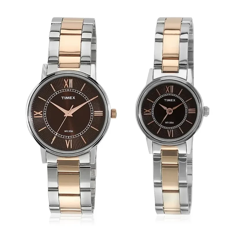 Timex Classics Brown Dial Two-tone Couple Watch | TW00PR214