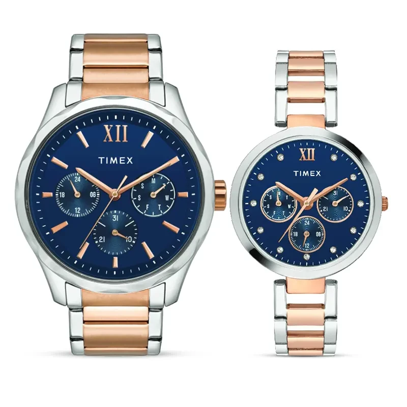 Timex Empera Multifunction Blue Dial Couple Watch | TW00PR267