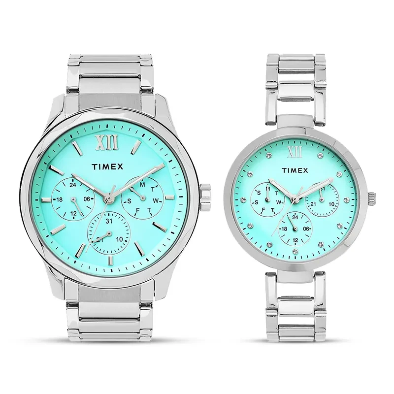 Timex Multi-Function Tiffany Blue Dial Couple Watch | TW00PR326