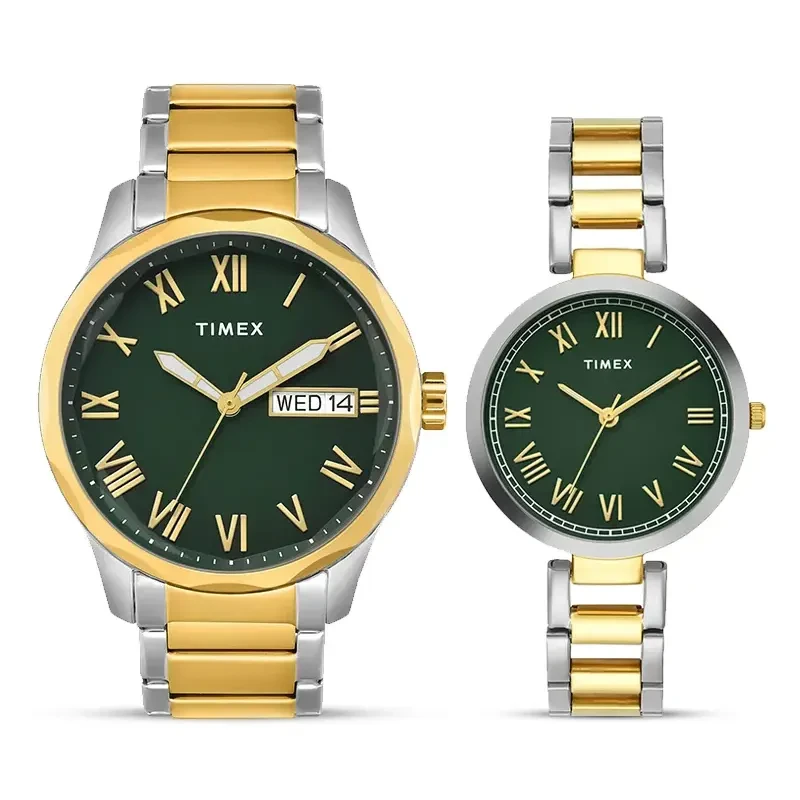 Timex Classic Green Dial Two-Tone Couple Watch | TW00PR340