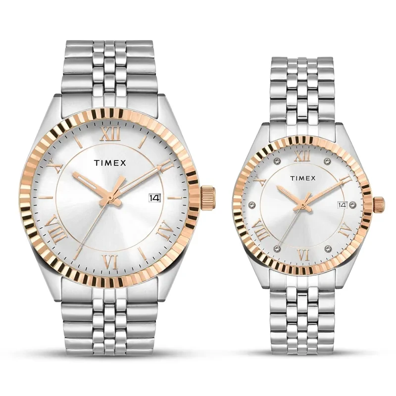 Timex Trendline Silver Dial Couple Watch | TW00PR343