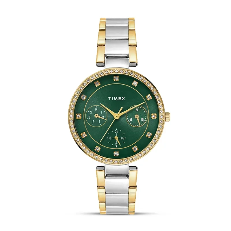 Timex® Trendline Green Dial Two-Tone Ladies Watch | TWEL18710