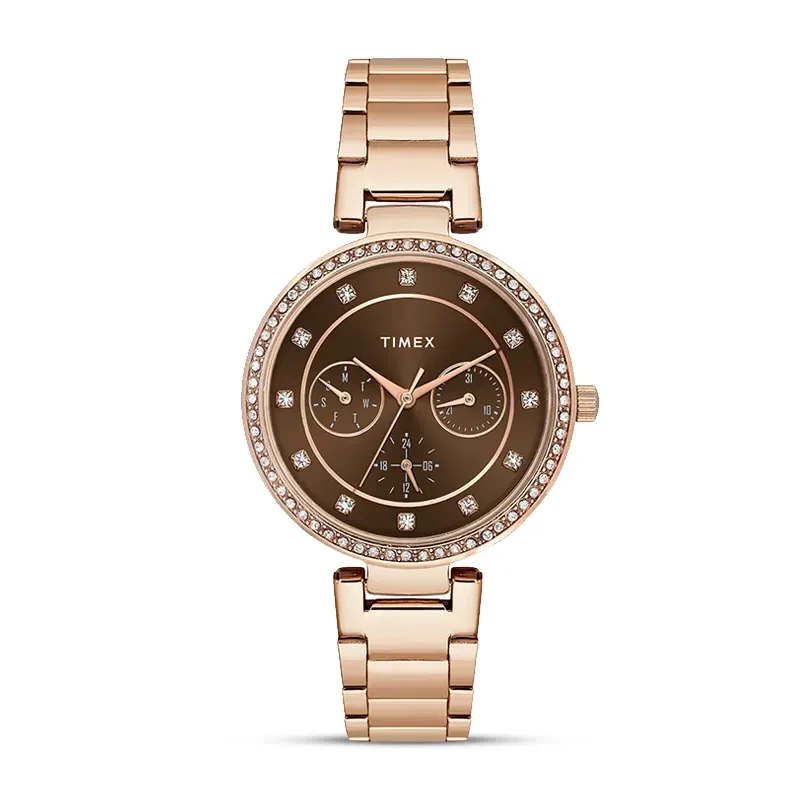 Timex® Trendline Brown Dial Rose Gold-Tone Ladies Watch | TWEL18721
