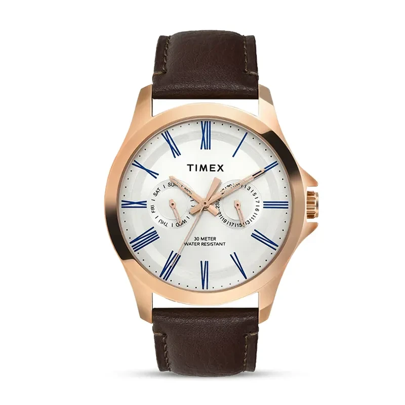 Timex Multifunction Silver Dial Leather Men's Watch | TW000X128