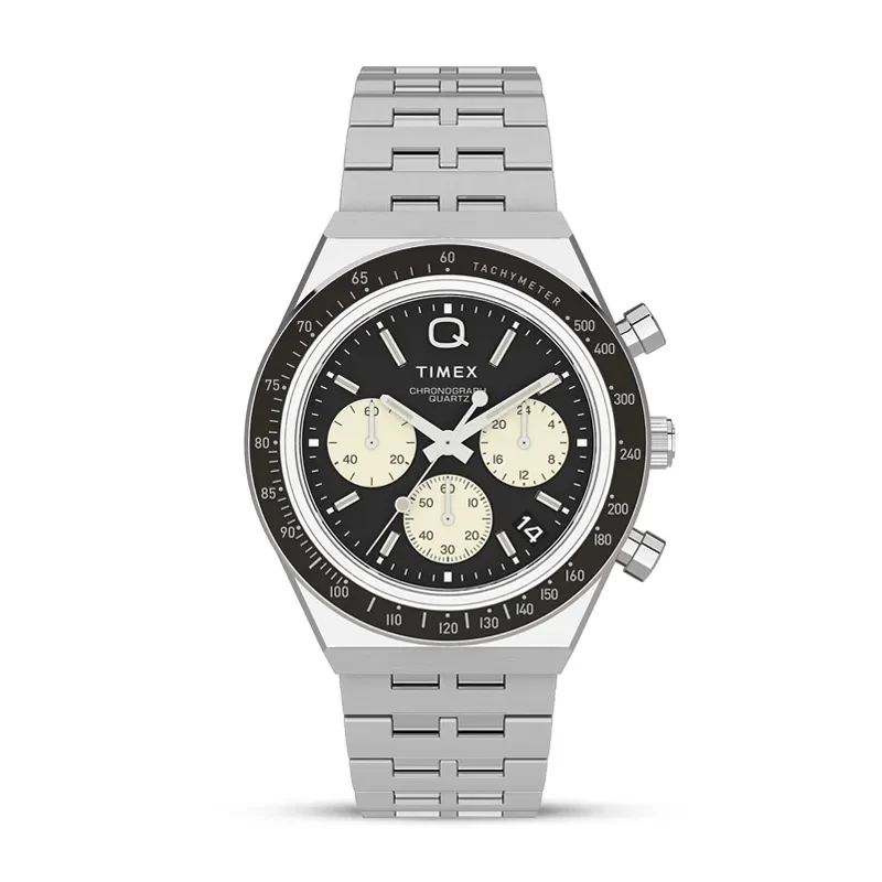Q Timex Chronograph 40mm Reverse Panda Dial Men's Watch | TW2V42600