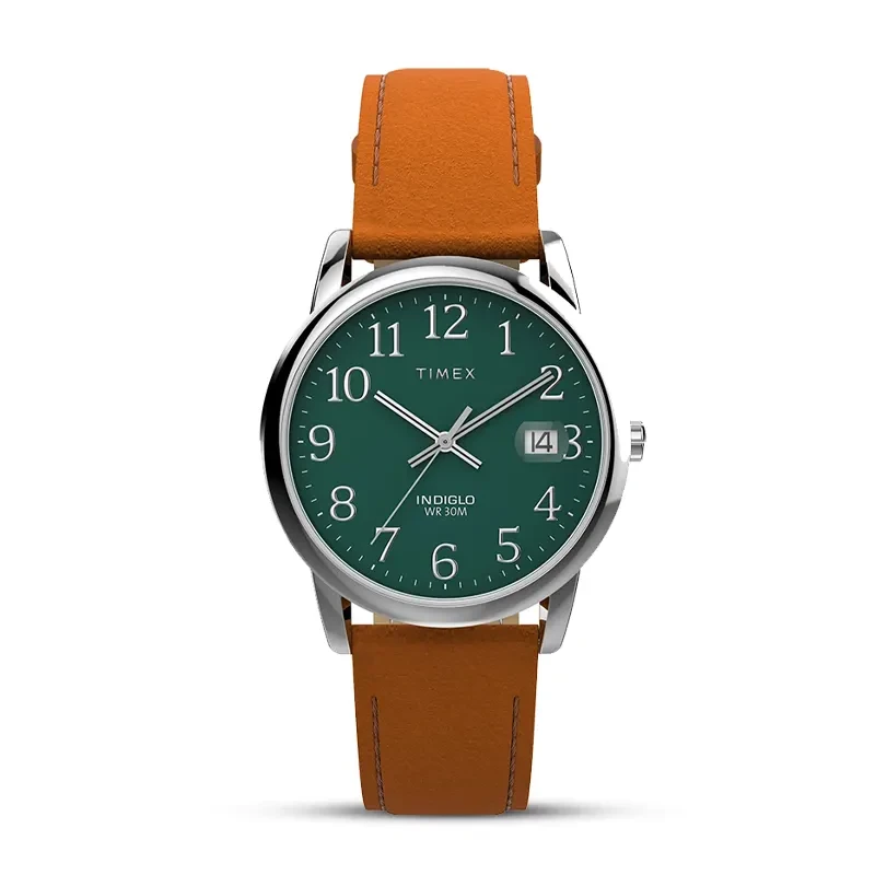 Timex Easy Reader Green Dial Brown Leather Men's Watch | TW2W54600