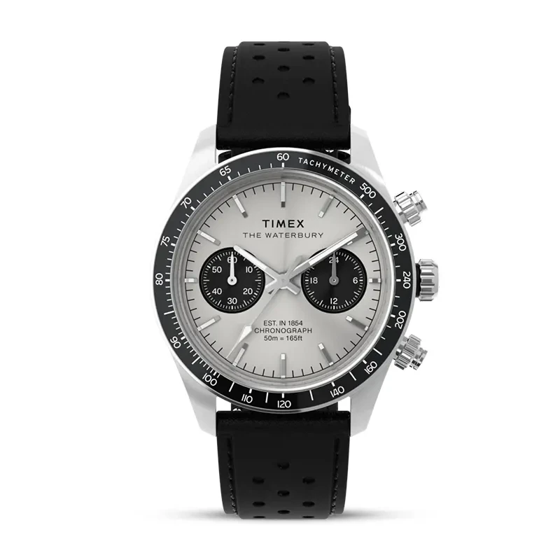 Timex Waterbury Heritage Chronograph Silver Dial Men's Watch | TW2Y19300
