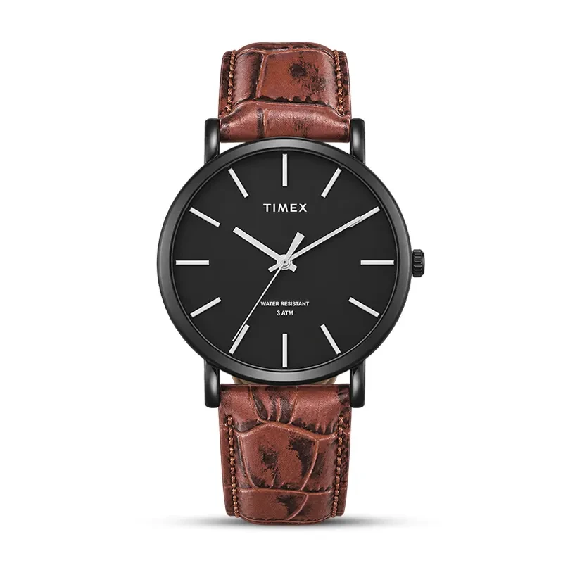 Timex Black Dial Brown Leather Men's Watch | TWEG356SMU02T