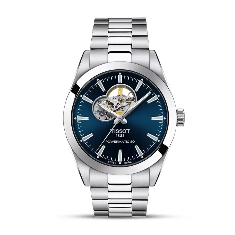 Tissot Gentleman Powermatic 80 Open Heart Blue Dial Men's Watch 