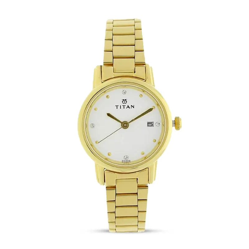 Titan Karishma 2572YM01 White Dial Gold-Tone Ladies Watch