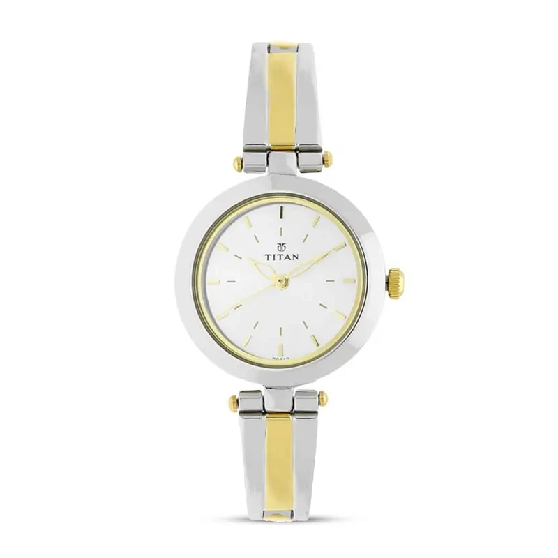Titan 2574BM01 Silver Dial Two-Tone Ladies Watch