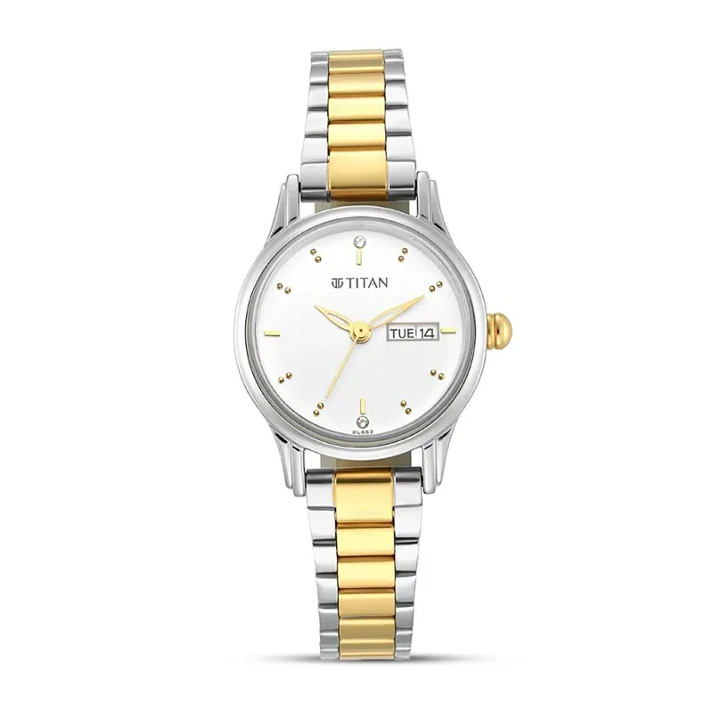 Titan Lagan White Dial Two-Tone Ladies Watch | 2656BM01