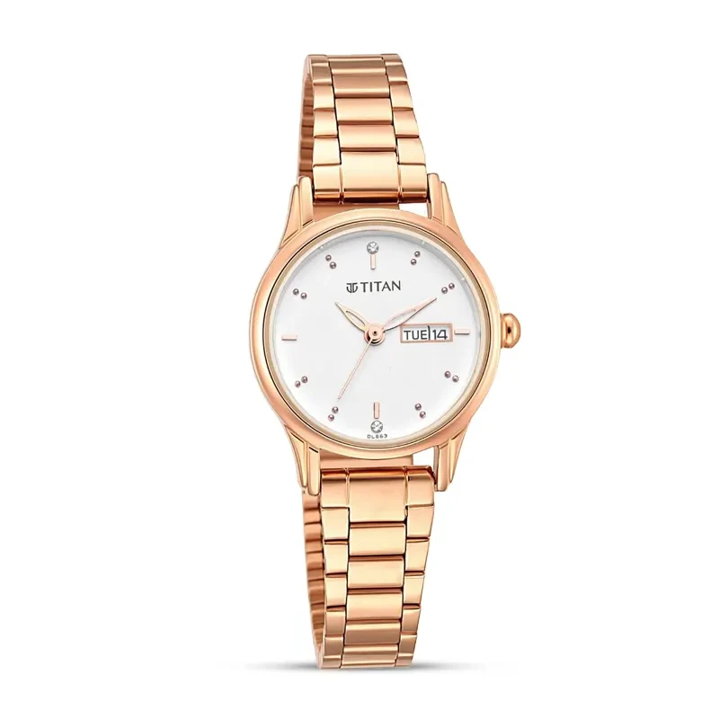 Titan Lagan 2656WM01 White Dial Rose Gold-Tone Ladies Watch
