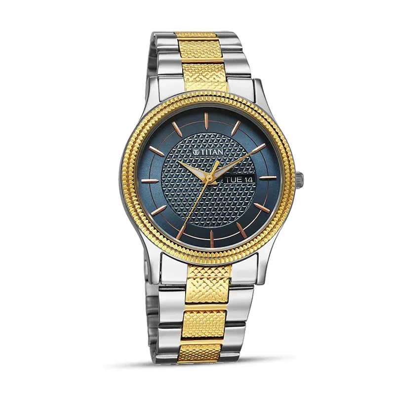 Titan Karishma 1650BM05 Blue Dial Two tone Men's Watch