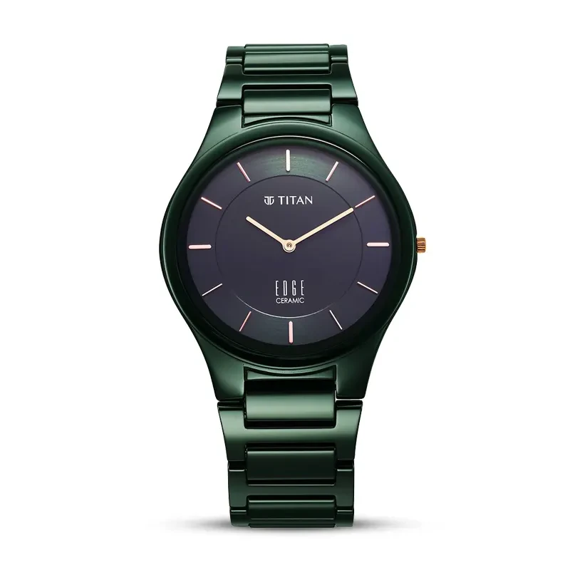 Titan Edge Ceramic Glossy Green Dial Slimmest Men’s Watch | 1696QC06