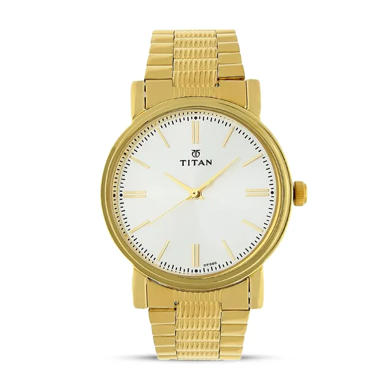 Titan 1712YM01 White Dial Gold-Tone Men’s Watch