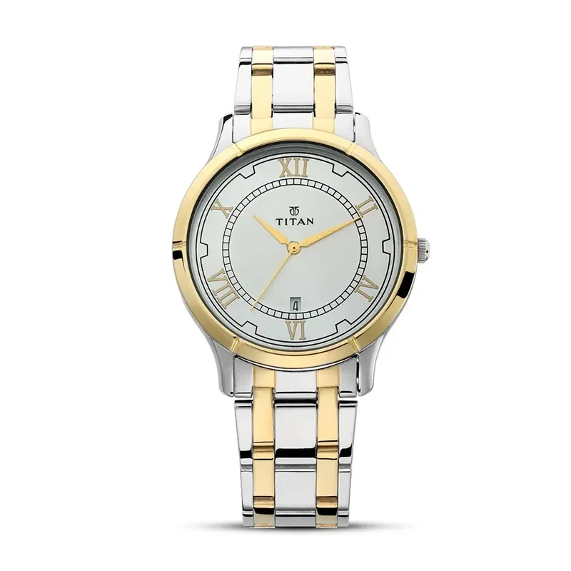 Titan 1775BM01 White Dial Two tone Men's Watch