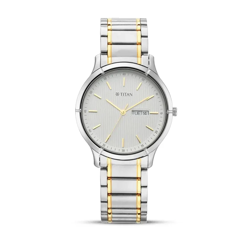 Titan Lagan 1775BM02 White Dial Two tone Men's Watch