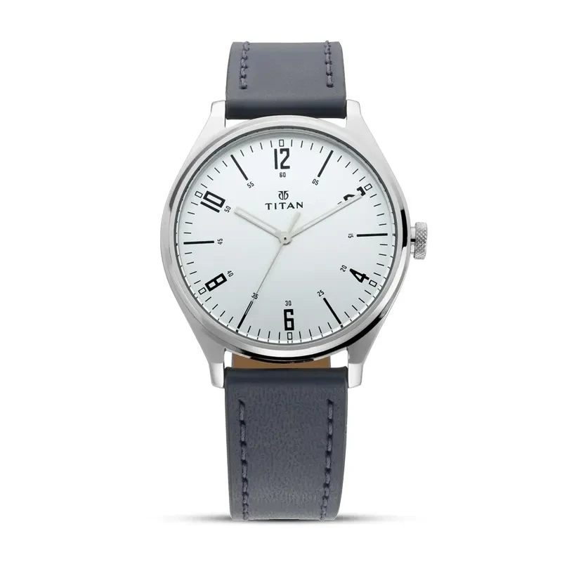 Titan Urban Edge Silver Dial Leather Men's Watch | 1802SL02