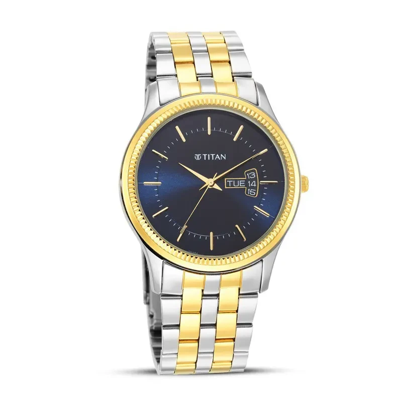 Titan Trendsetter Chic Blue Dial Two-Tone Men's Watch | 1824BM03