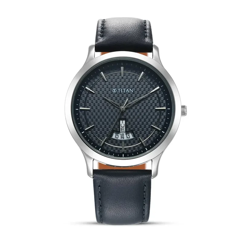 Titan Karishma Blue Dial Leather Strap Men's Watch |  1825SL14