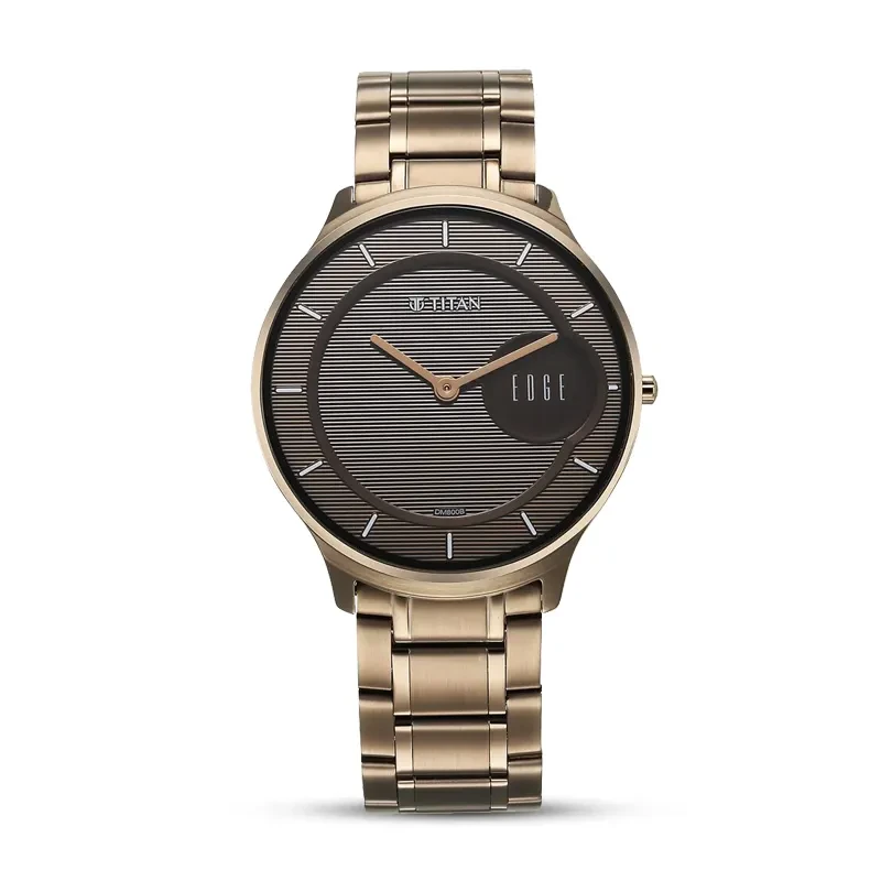 Titan Edge Slim Brown Dial Stainless Steel Men’s Watch | 1843QM02