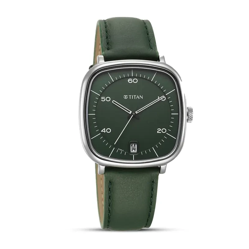 Titan Neo Curve Green Dial Green Leather Strap Men's Watch | 1885SL04
