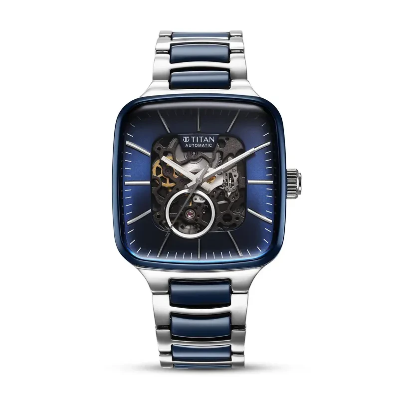 Titan Ceramic Fusion Skeleton Blue Dial Automatic Men's Watch | 90175KD02