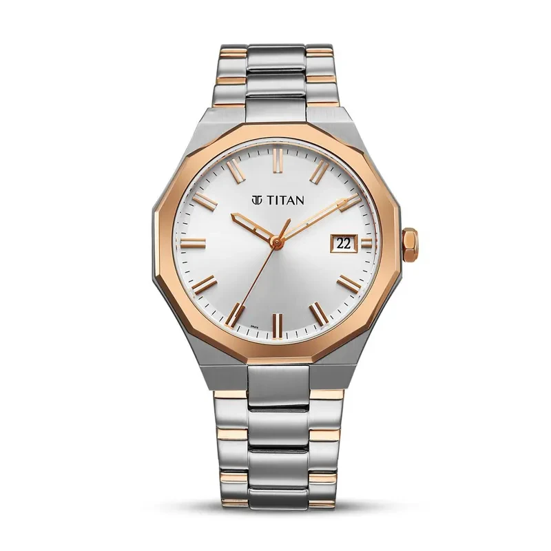 Titan Regalia Dodecagon Silver Dial Two-tone Men’s Watch | 90212KM01