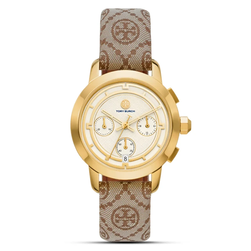 Tory Burch The Tory Gold-Tone Jacquard Leather Ladies Watch | TBW1050