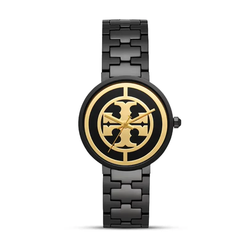 Tory Burch Reva 36mm Gold Dial Black Ladies Watch | TBW4039